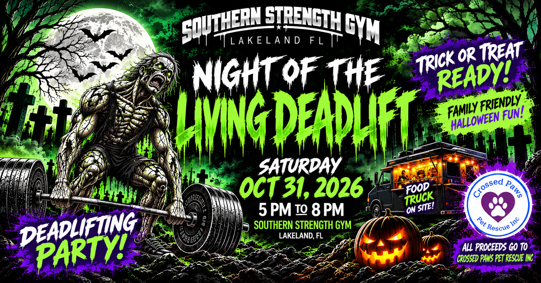 Living Deadlift Halloween Event Poster Halloween Party Lakeland FL